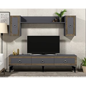 Sellen 180 Cm Tv Ünitesi Takımı Antrasit-ceviz Antrasit Ceviz