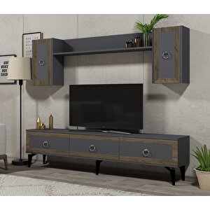 Sellen 180 Cm Tv Ünitesi Takımı Antrasit-ceviz Antrasit Ceviz
