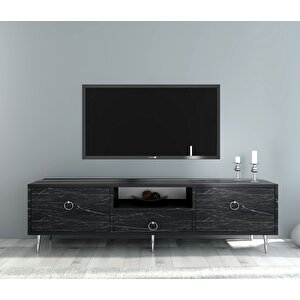 Drop Tv Üni̇tesi̇,konsol Ve Orta Sehpa 3'lü Salon Takımı Royalmermer-gümüş