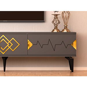 Ritim 180 Cm Tv Ünitesi Takımı Antrasit-altın Antrasit Gold
