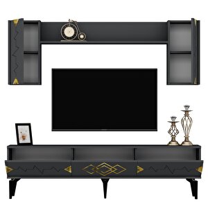 Ritim 180 Cm Tv Ünitesi Takımı Antrasit-altın