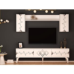 Ritim 180 Cm Tv Ünitesi Takımı Beyaz-gümüş Beyaz-Gümüş