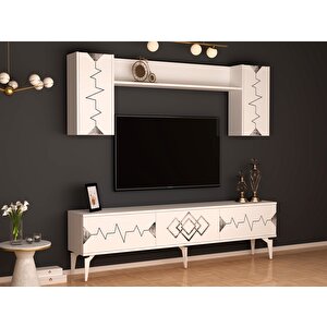 Ritim 180 Cm Tv Ünitesi Takımı Beyaz-gümüş Beyaz-Gümüş