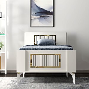 Norra  (l) Tek Kişilik Yatak Beyaz-altın Beyaz-Altın