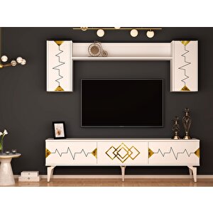 Ritim 180 Cm Tv Ünitesi Takımı Beyaz-altın Beyaz gold