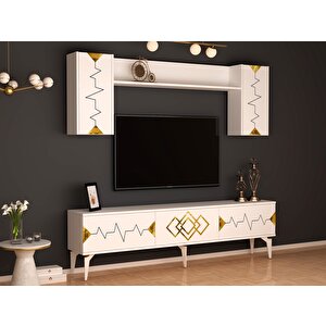 Ritim 180 Cm Tv Ünitesi Takımı Beyaz-altın Beyaz gold