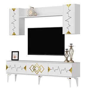 Ritim 180 Cm Tv Ünitesi Takımı Beyaz-altın