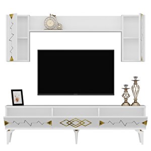 Ritim 180 Cm Tv Ünitesi Takımı Beyaz-altın