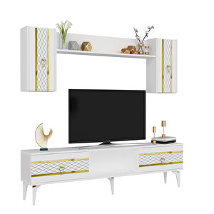 Peli̇n Tv Üni̇tesi̇ Ve Konsol 2'li̇ Salon Takımı Beyaz-altın Beyaz gold