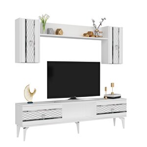 Peli̇n Tv Üni̇tesi̇ Ve Konsol 2'li̇ Salon Takımı Beyaz-gümüş Beyaz-Gümüş