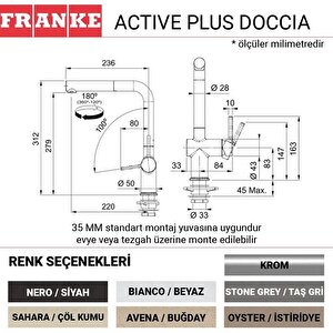 Actıve Plus Doccia 2.0 Spiralli Armatür Bianco Mutfak Eviye Bataryası
