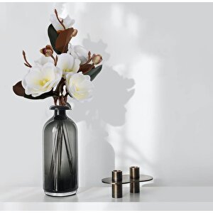Yapay Çiçek Lüx Manolya Gerçek Islak Dokulu Magnolia Gelin Çiçeği 48cm Beyaz