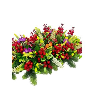 Yapay Çiçek Yemek Masası Çiçeği Kokinalı Yeşil Çam Dallı Yılbaşı Masa Çiçeği 75*35