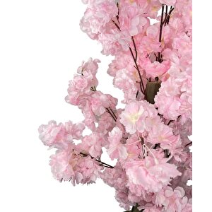 Yapay Ağaç Bahardalı Ağacı Pembe Japon Kiraz Çiçeği Sakura Çiçeği 80cm Siyah Plastik Saksılı