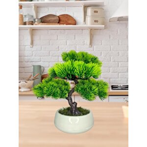Bonsai Dekoratif Yapay Ağaç Yeşil Bonzai 35*30cm