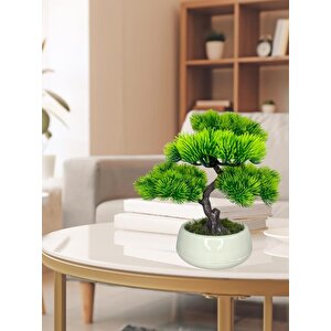 Bonsai Dekoratif Yapay Ağaç Yeşil Bonzai 35*30cm