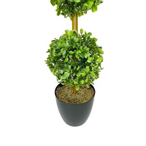 Yapay Ağaç Şimşir Top 2 Toplu 12x40cm Siyah Saksıda