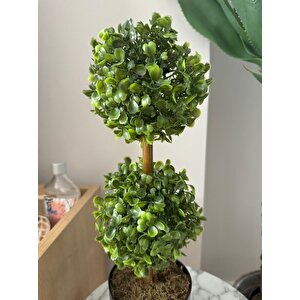 Yapay Ağaç Şimşir Top 2 Toplu 12x40cm Siyah Saksıda