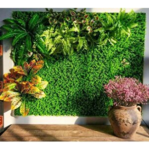 Yapay Çiçek Duvar Kaplama 1m2 100*100cm Panel Şimşir Dik Duvar Uygulama