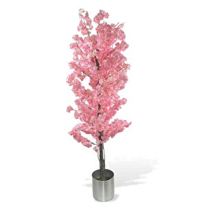 Yapay Ağaç Japon Kiraz Çiçeği Bahardalı Ağacı Galvaniz Saksıda Pembe Koyu Renkli 180cm