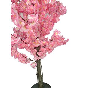 Yapay Ağaç Japon Kiraz Çiçeği Bahardalı Ağacı Galvaniz Saksıda Pembe Koyu Renkli 180cm