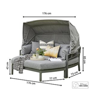 Bagliore Özel Tasarım Şemsiyeli Havuz Başı Şezlong Divan Dış Mekan Bahçe Yatağı Güneşlikli Daybed