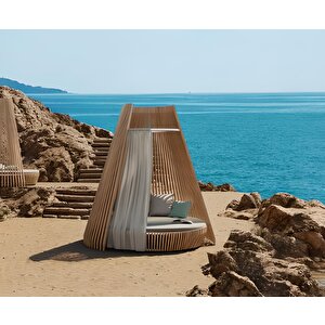 Propter Özel Tasarım Perdeli Masif Izgaralı Dizayn Bahçe Mobilyası Daybed Şezlong