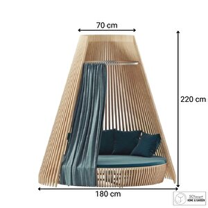 Propter Özel Tasarım Perdeli Masif Izgaralı Dizayn Bahçe Mobilyası Daybed Şezlong