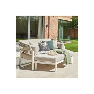 Mavera Özel Tasarım Şemsiyeli Havuz Başı Şezlong Divan Dış Mekan Bahçe Yatak Güneşlikli Daybed Yatak