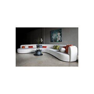 Luna Modern 3 Parça Oval Teddy Koltuk Takımı Büyük Salon Oturma Grubu L Köşe Koltuk Takımı
