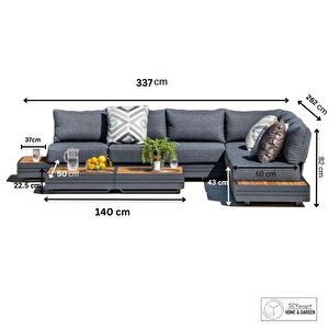 Croco Bahçe Mobilyası Koltuk Takımı Dış Mekan Şezlong Olabilen L Köşe Balkon Çay Seti