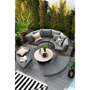 Sraid Dış Mekan Daybed Yatak Olabilen Ayarlı Orta Masalı Bahçe Mobilyası Koltuk Takımı Oturma Grubu