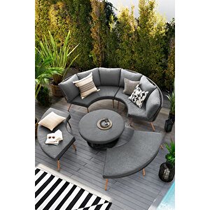 Sraid Dış Mekan Daybed Yatak Olabilen Ayarlı Orta Masalı Bahçe Mobilyası Koltuk Takımı Oturma Grubu