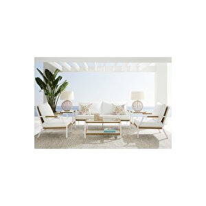 Legero Dış Mekan Rattan Örgü Detay Bahçe Mobilyası Cam Tabla Masa 2+1+1+Masa Balkon Oturma Grubu