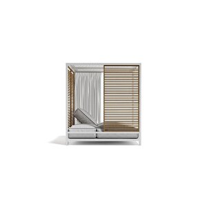 Hard Dış Mekan Kare Havuz Başı Şezlong Perdeli Çift Kişilik Divan Ahşap Detaylı Daybed