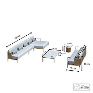 Acus Dış Mekan 4+3+2+1+ Puf+ Orta Masa+ Yan Sehpa Bahçe Mobilyası Oturma Grubu