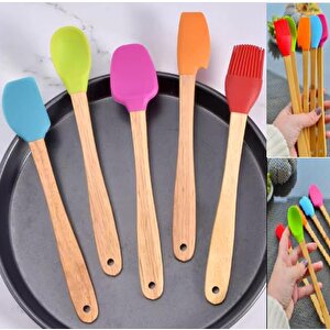 Silikon Spatula Set Yemek Hazırlama Kek Tatlı Yemek Mutfak Seti 5 Adet Kaşık Fırça