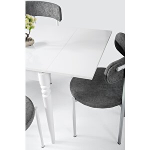 Pınar Ahşap Ayaklı Açılır Mutfak Masası 70x80 Beyaz