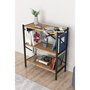 Bofigo Dekoratif 3 Raflı Kitaplık Metal Kitaplık Çam