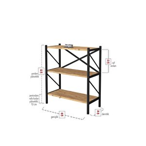 Bofigo Dekoratif 3 Raflı Kitaplık Metal Kitaplık Çam