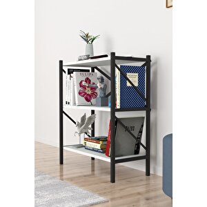 Bofigo Dekoratif 3 Raflı Kitaplık Metal Kitaplık Beyaz