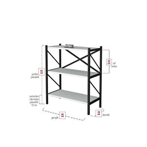 Bofigo Dekoratif 3 Raflı Kitaplık Metal Kitaplık Beyaz