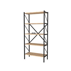 Bofigo Dekoratif 5 Raflı Kitaplık Metal Kitaplık Çam