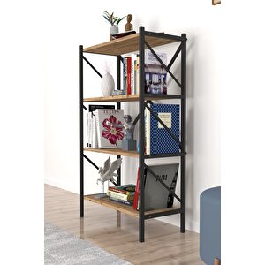 Bofigo Dekoratif 4 Raflı Kitaplık Metal Kitaplık Çam
