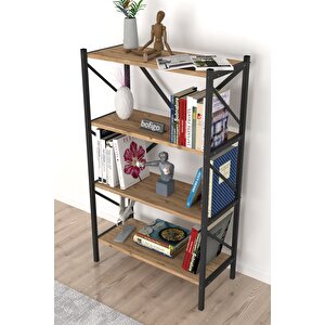 Bofigo Dekoratif 4 Raflı Kitaplık Metal Kitaplık Çam