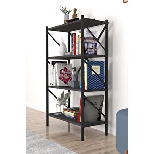 Bofigo Dekoratif 4 Raflı Kitaplık Metal Kitaplık Antrasit