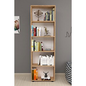 Dekoratif 5 Raflı Kitaplık Modern Kitaplık Çam