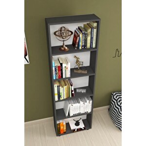 Bofigo Dekoratif 5 Raflı Kitaplık Modern Kitaplık Antrasit