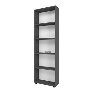 Bofigo Dekoratif 5 Raflı Kitaplık Modern Kitaplık Antrasit