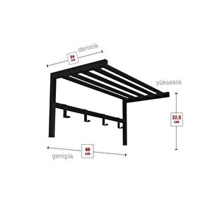 Bofigo Metal Duvar Askısı Metal Askılık Elbise Askılığı Siyah